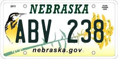 NE license plate ABV238