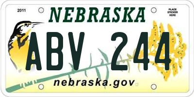 NE license plate ABV244