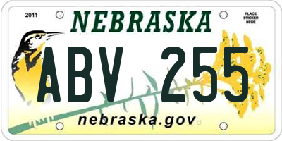 NE license plate ABV255