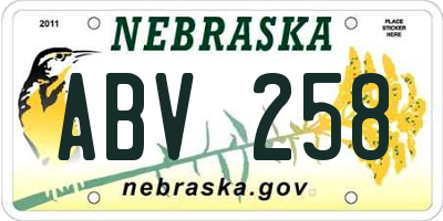 NE license plate ABV258