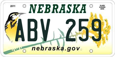 NE license plate ABV259