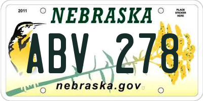 NE license plate ABV278