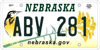 NE license plate ABV281