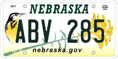 NE license plate ABV285
