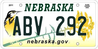 NE license plate ABV292
