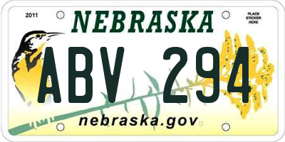 NE license plate ABV294
