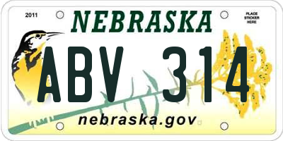 NE license plate ABV314