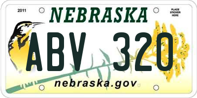 NE license plate ABV320