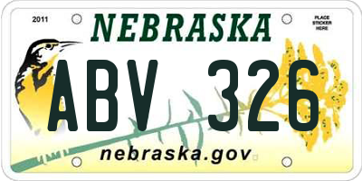 NE license plate ABV326