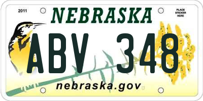 NE license plate ABV348