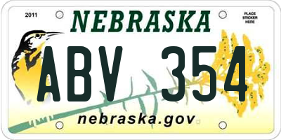 NE license plate ABV354