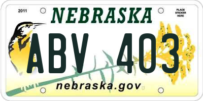 NE license plate ABV403