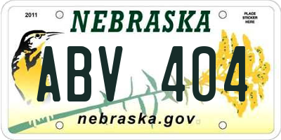 NE license plate ABV404