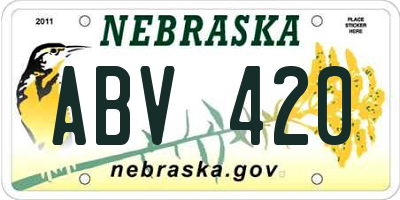 NE license plate ABV420
