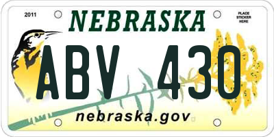 NE license plate ABV430