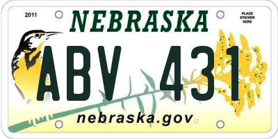 NE license plate ABV431