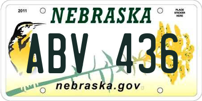 NE license plate ABV436