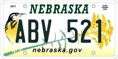 NE license plate ABV521