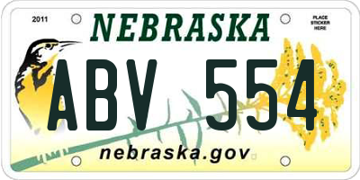 NE license plate ABV554