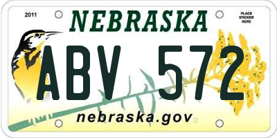 NE license plate ABV572