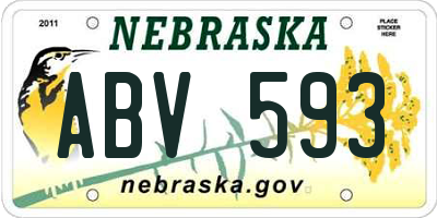 NE license plate ABV593