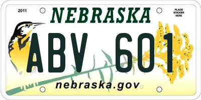 NE license plate ABV601