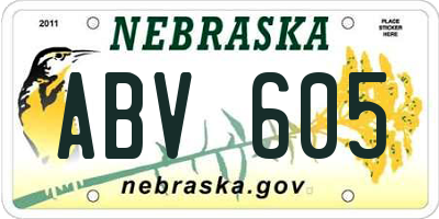 NE license plate ABV605