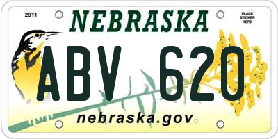 NE license plate ABV620