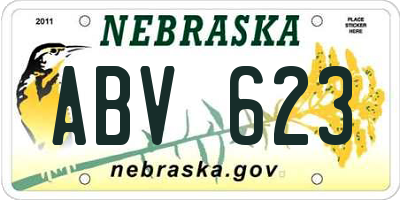 NE license plate ABV623
