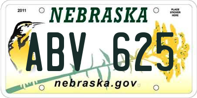 NE license plate ABV625