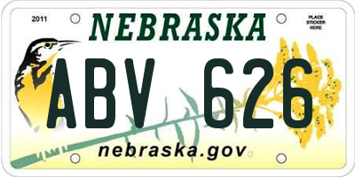 NE license plate ABV626
