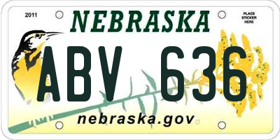 NE license plate ABV636