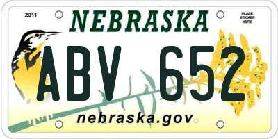 NE license plate ABV652
