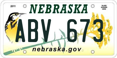 NE license plate ABV673