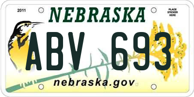 NE license plate ABV693