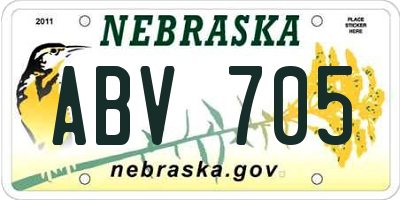 NE license plate ABV705