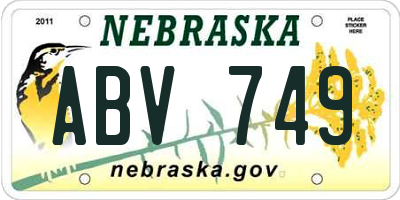 NE license plate ABV749