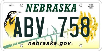 NE license plate ABV758