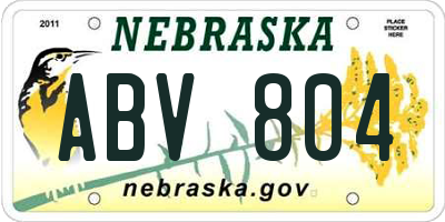 NE license plate ABV804