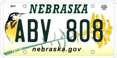 NE license plate ABV808