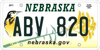 NE license plate ABV820