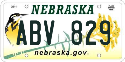 NE license plate ABV829