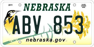 NE license plate ABV853