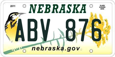 NE license plate ABV876