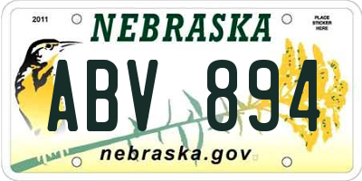 NE license plate ABV894
