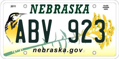 NE license plate ABV923