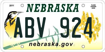 NE license plate ABV924