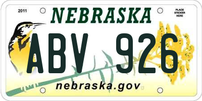NE license plate ABV926