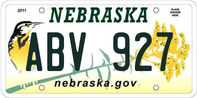 NE license plate ABV927