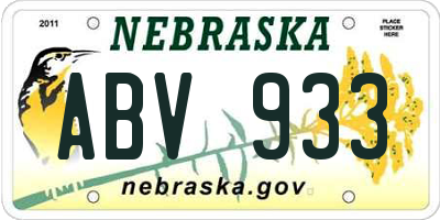 NE license plate ABV933